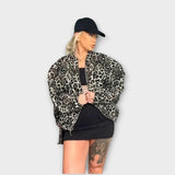 Bez námahy stylová tištěná bunda s volným střihem