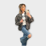 Bez námahy stylová tištěná bunda s volným střihem