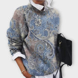 Elegantní vzorovaný svetr s uměleckými detaily