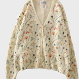 Elegantní pletená vesta s květinovým vzorem