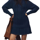 Svetr Šaty s Kabelovým Pletením