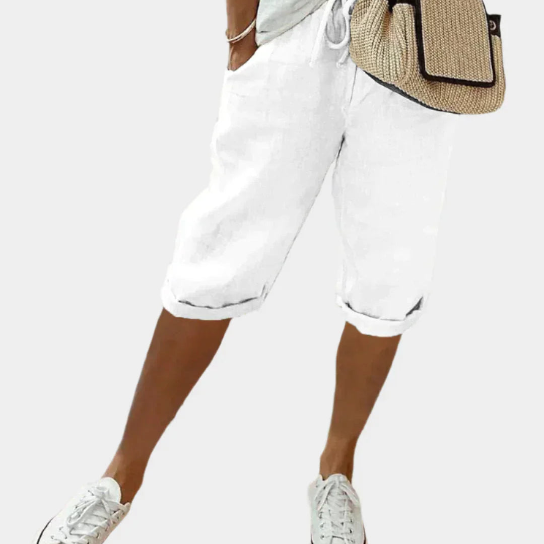 Elegantní dámské lněné kalhoty