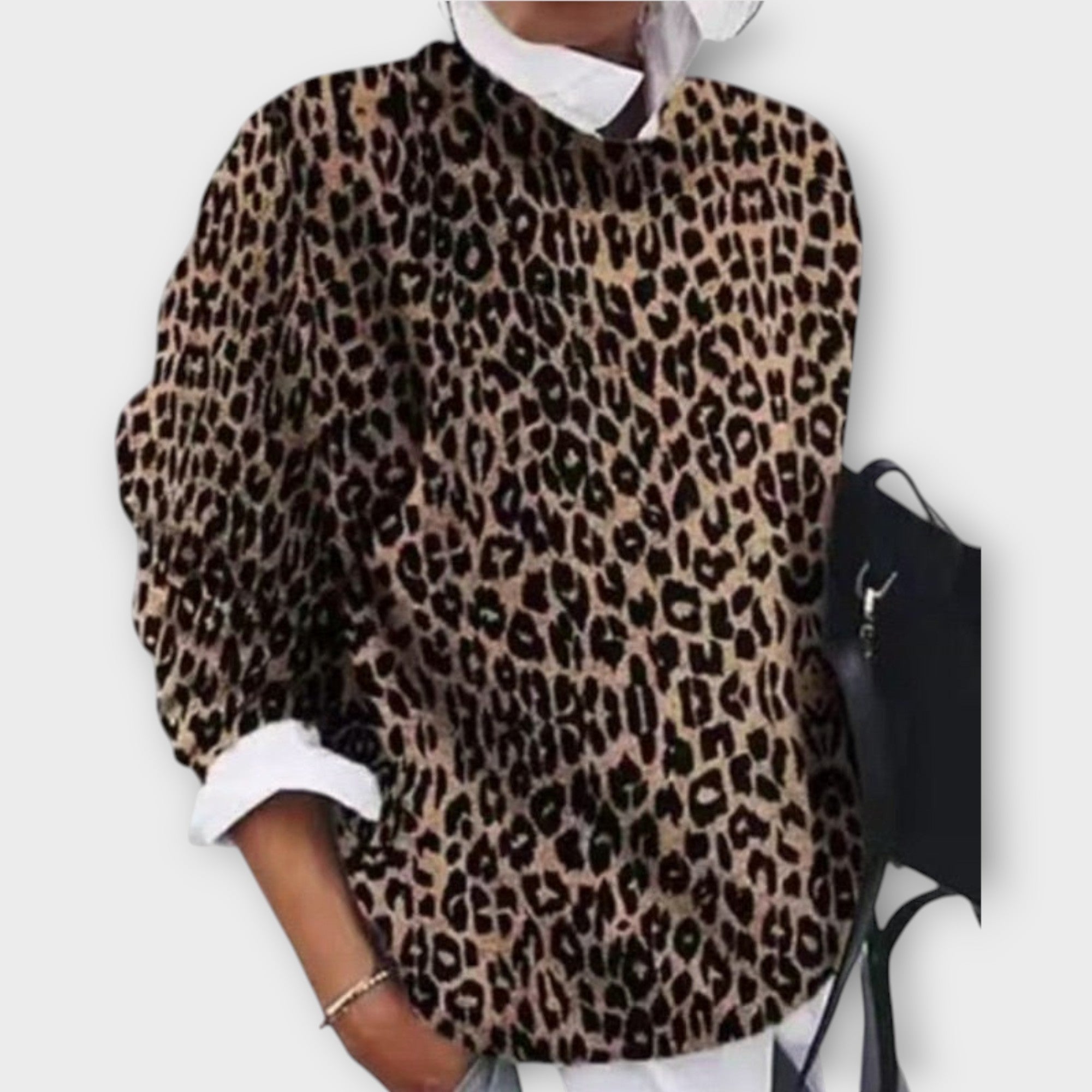 Elegantní vzorovaný svetr s uměleckými detaily