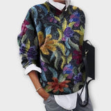 Elegantní vzorovaný svetr s uměleckými detaily