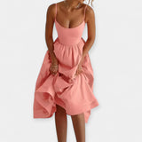 Midi šaty s kulatým výstřihem a ramínky