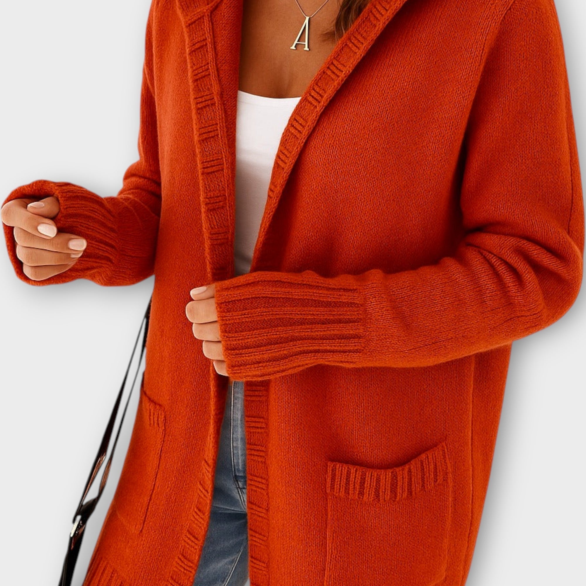 Pohodlný otevřený cardigan s pleteným vzorem