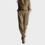 Upravený kostkovaný overal s páskem