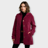 Sametová bunda s kapucí na knoflíky