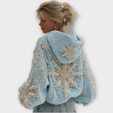 Ručně zdobená perlová mikina na svátky