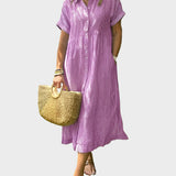 Pruhované košilové šaty s klopami, knoflíky a funkčními kapsami