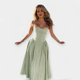 Retro Midi Šaty s Tenkými Ramínky