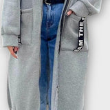 Městský pohodlný dlouhý kabát s kapucí