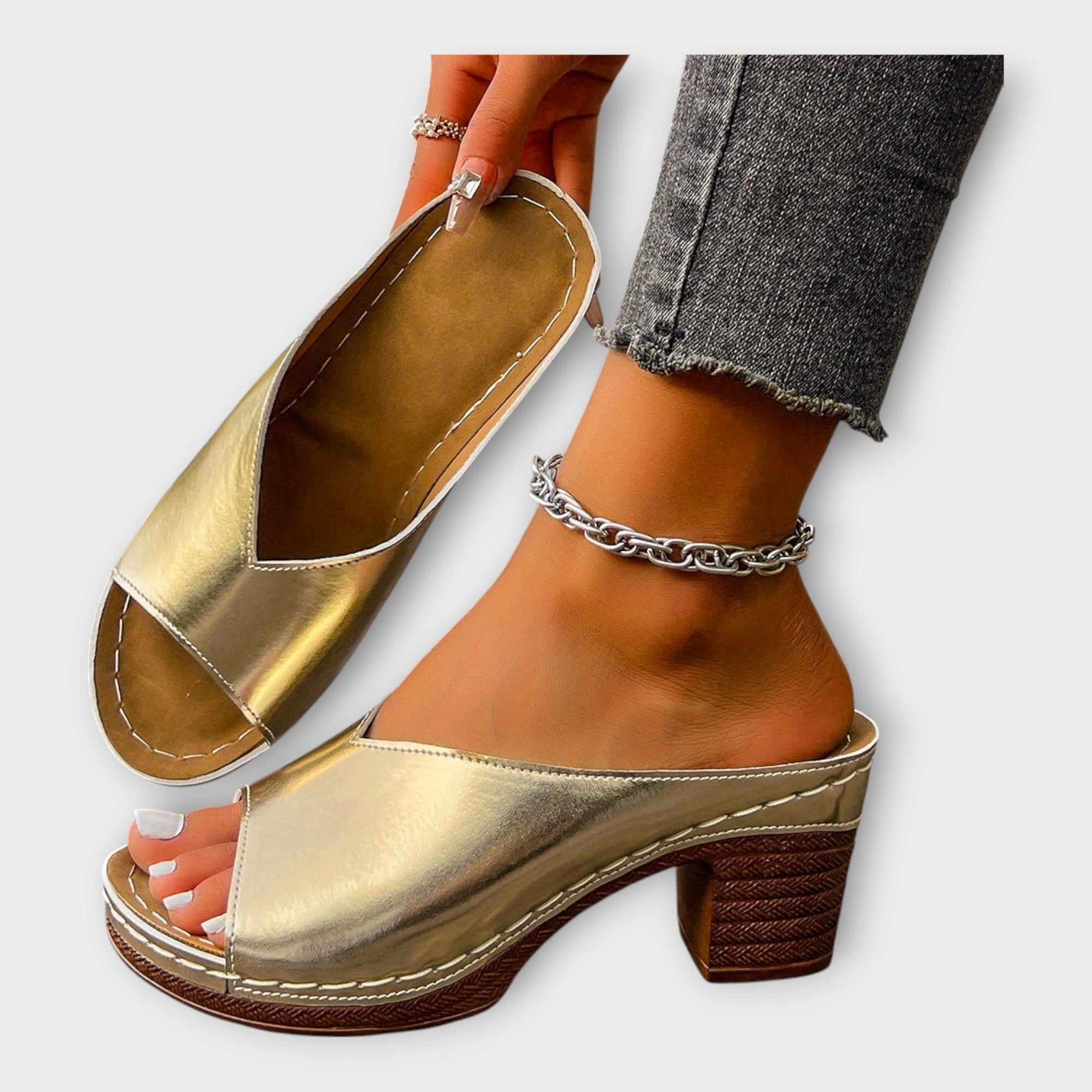 Podpatky s Tlustým Podpatkem a Otevřenou Zadní Částí