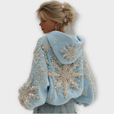 Ručně zdobená perlová mikina na svátky