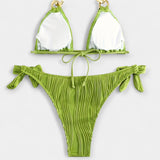 Pruhovaný bikini set s volány