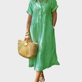 Pruhované košilové šaty s klopami, knoflíky a funkčními kapsami