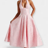 Midi šaty s odhaleným zadním dílem a korzetovým designem