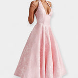 Midi šaty s odhaleným zadním dílem a korzetovým designem