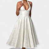 Midi šaty s odhaleným zadním dílem a korzetovým designem