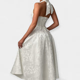 Midi šaty s odhaleným zadním dílem a korzetovým designem