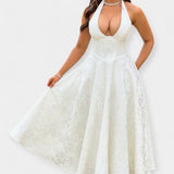 Midi šaty s odhaleným zadním dílem a korzetovým designem