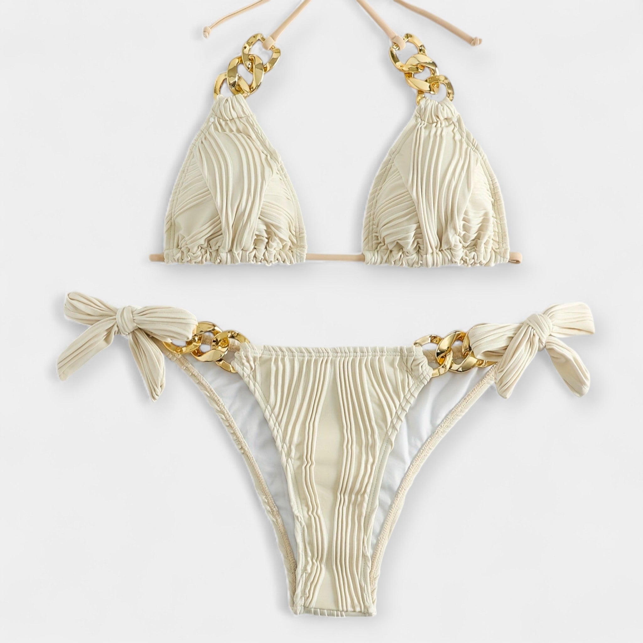 Pruhovaný bikini set s volány