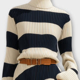 Pruhované maxi šaty z pleteniny