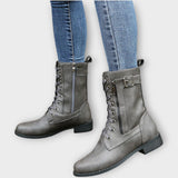 Klasické kožené kotníkové boty na šněrování