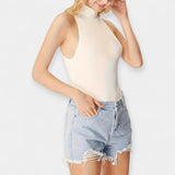 Bodysuit bez rukávů s vysokým límcem