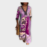 Vícebarevné šaty s knoflíky a 3/4 rukávy