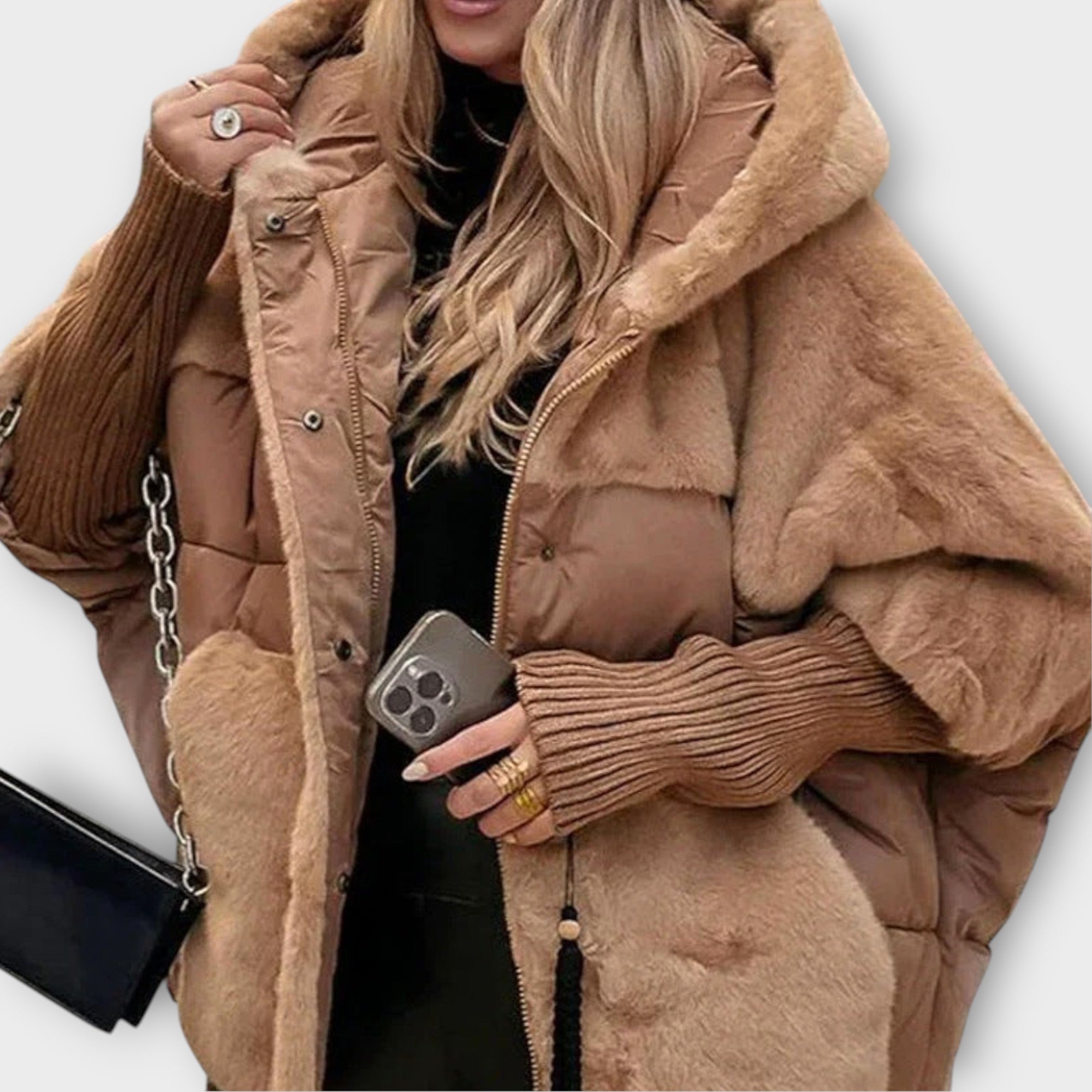 Teplá péřová bunda s kapucí