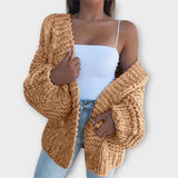 Pohodlný Chunky Pletený Kardigan s Otevřeným Předním Dílem