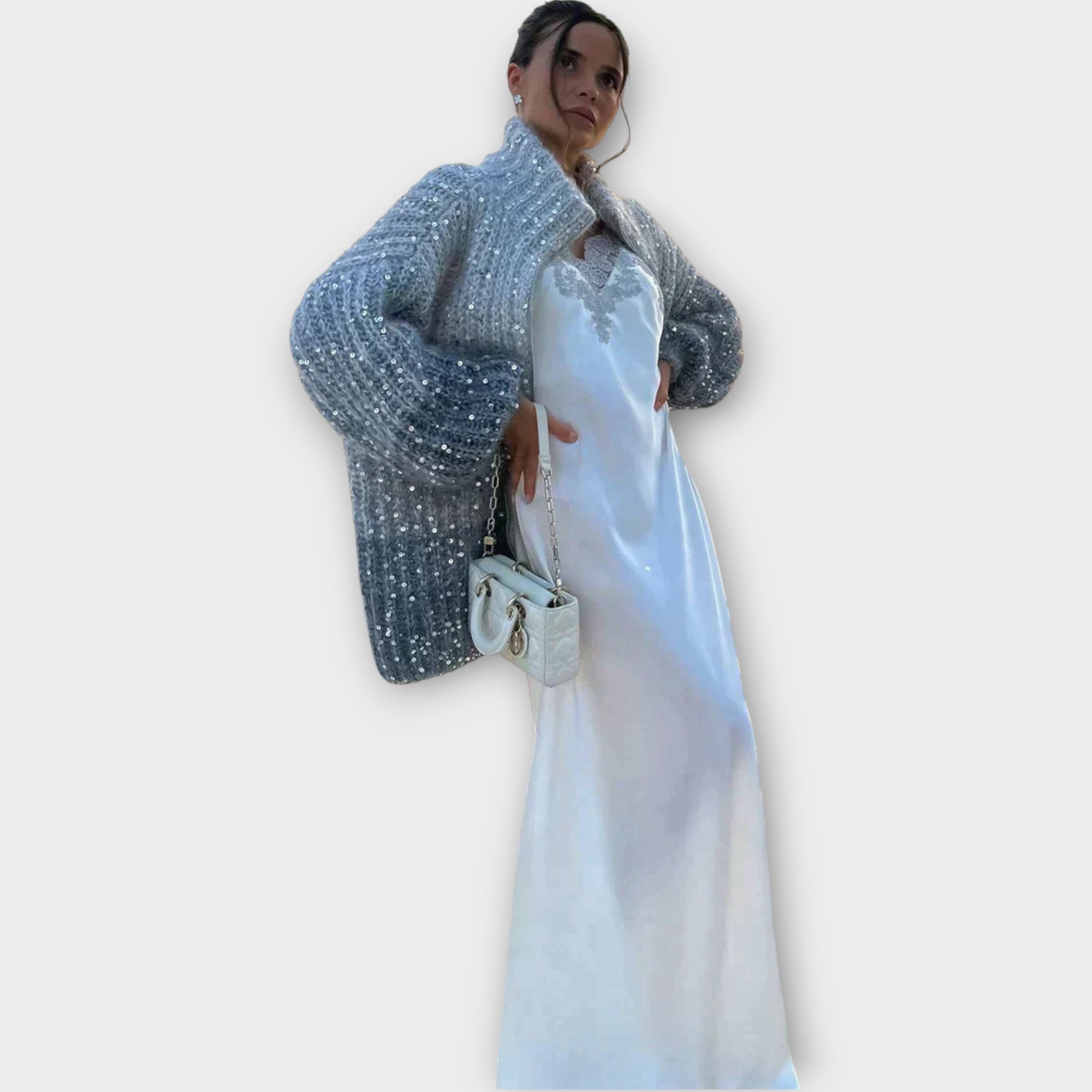 Svetr s chunky pletením a flitry